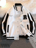 kkboxly  Color Block Varsity Jacket, Men's Casual Baseball Jacket Coat Regular Fit College Hipster Windbreaker For Winter Autumn