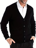 kkboxly  Men's Work V-neck Long Sleeves Button Cardigan Sweaters