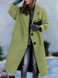 kkboxly  Lapel Long Length Overcoat, Casual Open Front Versatile Outerwear, Women's Clothing
