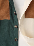 Kids Boys Color Block Corduroy Shirts Long Sleeve Button Down Tops Spring Fall Outwear Shirts Jacket Clothes