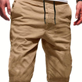 kkboxly  Classic Design Comfy Shorts, Men's Casual Solid Color Waist Drawstring Shorts For Summer Basketball Beach Resort