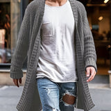 kkboxly  Elegant Middle Stretch Cardigan Sweater, Men's Casual Vintage Style V Neck Open Front Cardigan Coat For Fall Winter Streetwear