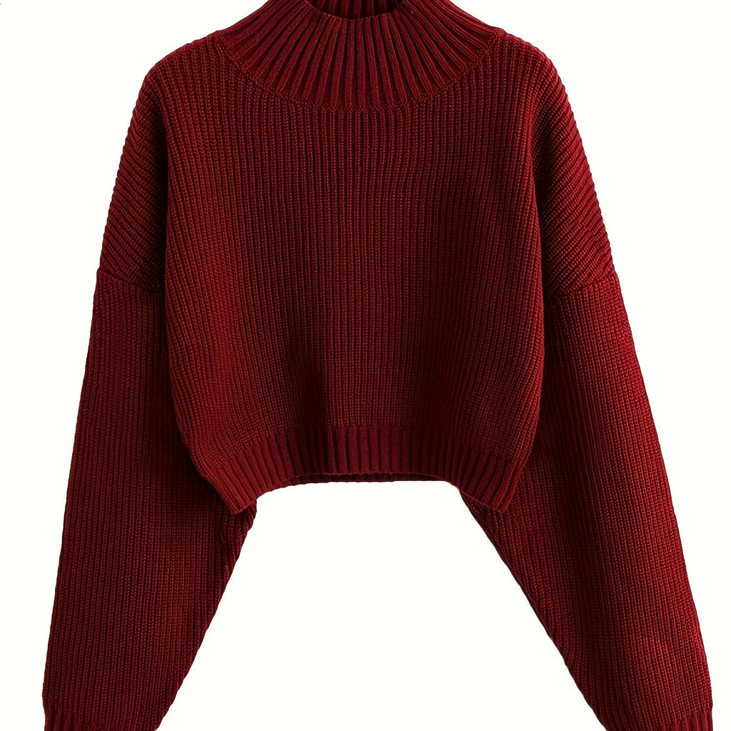 kkboxly  Long Sleeve Drop Shoulder Sweater, Loose Solid Casual Sweater, Women's Clothing