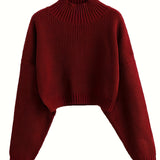 kkboxly  Long Sleeve Drop Shoulder Sweater, Loose Solid Casual Sweater, Women's Clothing