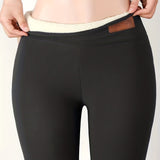 kkboxly  Winter Warm Thickened Long Leggings, Casual High Waist Elastic Fashion Bottoms Slim Leggings, Women's Wear