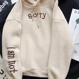realaiot  Embroidered Drawstring Hoodie, Casual Long Sleeve Drop Shoulder Outwear, Women's Clothing