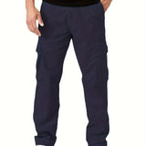 dunnmall  kkboxly  Trendy Solid Cargo Pants, Men's Multi Flap Pocket Trousers, Loose Casual Outdoor Pants, Men's Work Pants Outdoors Streetwear