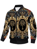 kkboxly  Men's Spring And Autumn Jacket Vintage Luxury Print Casual Zip Up Jacket Best Sellers Best Sellers