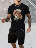 kkboxly  Trendy Pattern Print, Men's Graphic Design Crew Neck Active T-shirt, Casual Comfy Tees Tshirts For Summer, Men's Clothing Tops For Daily Gym Workout Running
