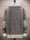 Men's Full Zip Up Casual Stand Collar Cardigan, Regular Fit Knitted Sweater Jacket Coat With Pockets For Winter Fall