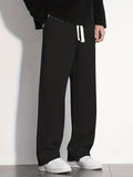 kkboxly  Stylish Letter Print Casual Cotton Loose Fit Drawstring Pants, Men's Pants For Spring Summer Outdoor