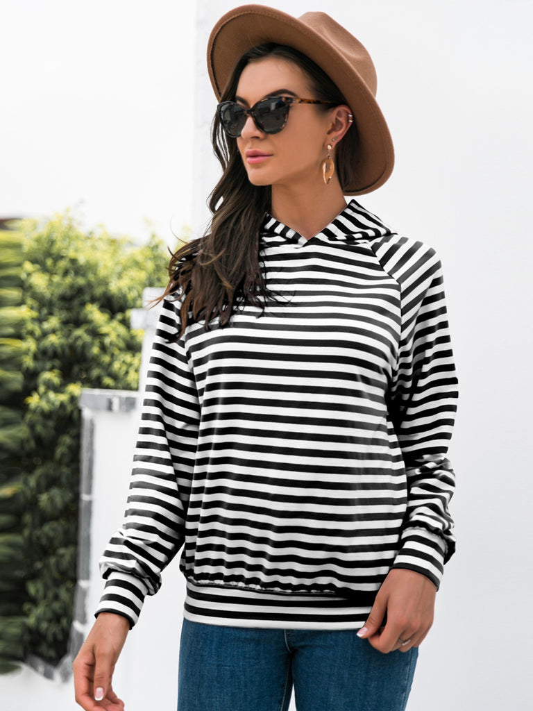 kkboxly  Women's Sweatshirt Casual Cute Striped Long Sleeve Hoodie