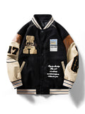 kkboxly Men's Oversize Vintage Baseball Jacket with Embroidered Letters Print - Perfect Gift for Him!