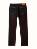 kkboxly  Men's Classic Design Jeans, Fashion Versatile Solid Denim Pants With Highly  Stretchy Fabric, Oversized Pants For Big & Tall Males, Plus Size