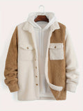 kkboxly  Plus Size Men's Contrast Color Fleece Jacket Fashion Casual Thick Coat For Fall Winter, Men's Clothing