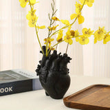 kkboxly 1pc Heart-shaped Resin Ornaments, For Desktops And Living Rooms, Including Flower Vases And Dried Flower Arrangements For Dining Tables, Resin Flower Vases For Desktops