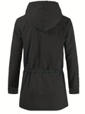 kkboxly  Plus Size Men's Casual Hooded Jacket, Solid Color Lengthened Cardigan Long Sleeved Loose Drawstring Coat