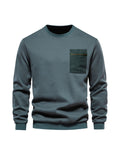 Solid Cotton Blend  Trendy Sweatshirt, Men's Casual Classic Design Crew Neck Pullover Sweatshirt For Men Fall Winter