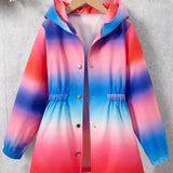 Tie Dye Long Sleeve Zip Front Hooded Jacket For Girls Spring Fall Gift