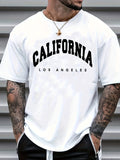 kkboxly Men's Casual Trendy California Graphic Print Comfortable Crew Neck Short Sleeve T-shirts, Summer Top Tees