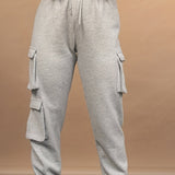 kkboxly  Drawstring Baggy Cargo Pants, Casual High Waist Flap Pockets Pants, Women's Clothing