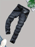 Men's Trendy Jeans Distressed Punk Men's Denim Pants Slim Streetwear Hiphop Jeans