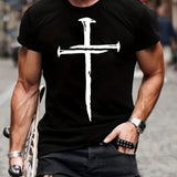 2025 Comfortable Cross Print T-Shirt for Men - Perfect for Summer Casual Wear