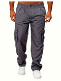 kkboxly  Men's Multi Pocket Loose Fit Straight Leg Casual Trousers