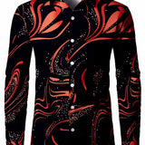 Luxury Pattern Men's Shirt Top Turn-Down Collar Long Sleeve Closure Male Casual Shirt For Men Daily Vacation Streetwear