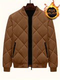 kkboxly  Warm Thick Jacket, Men's Casual Zipper Pockets Stand Collar Jacket For Fall Winter