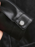 kkboxly  Full Zip Up PU Jacket, Men's Casual Windbreaker Jacket Faux Leather Coat Lapel Coat For Spring Autumn