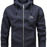kkboxly  Men's Warm Polar Fleece Jacket, Casual Hooded Coat With Kangaroo Pocket