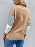 xieyinshe  Color Block Knit Pullover Sweater, Casual Long Sleeve Crew Neck Sweater, Women's Clothing