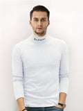 kkboxly Men's Turtleneck Long Sleeve T-Shirt, Casual Stretch Sports Tops For Spring Fall