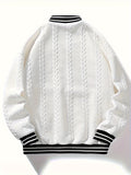 kkboxly  Letter Print Varsity Jacket, Men's Casual Baseball Jacket Coat Regular Fit College Hipster Windbreaker For Spring Autumn