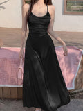 kkboxly  Elegant Backless Halter Neck Dress, Sleeveless Solid Color Maxi Length Dress, Women's Clothing