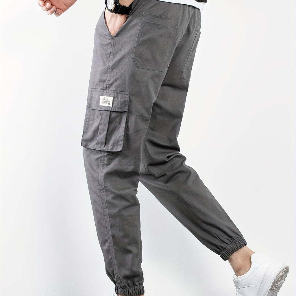 dunnmall  kkboxly  Classic Design Multi Flap Pockets Cargo Pants, Men's Casual Techwear Drawstring Cargo Pants Hip Hop Joggers For Autumn Summer Outdoor