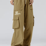 kkboxly kkboxly  Men's Relaxed Fit Drawstring Cargo Pants With Pockets, Loose Trendy Overalls