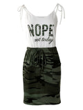 kkboxly  Camouflage Print Sleeveless Dress, V Neck Lace Up Elastic Dress, Casual Every Day Dress, Women's Clothing