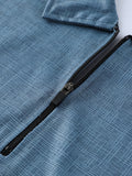 kkboxly  Men's Plus Size Plain Color Lapel Part Zipper Polo Shirt, Long Sleeve Oversized Clothing For Big And Tall Guys Best Sellers Gifts