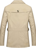 kkboxly  Men's Casual Button Cotton Notched Collar Long Sleeves Trench Jackets For Spring & Fall