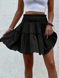 kkboxly  Textured Ruffle Hem Skirt, Casual Smocked Waist Skirt For Spring & Summer, Women's Clothing