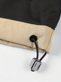 kkboxly  Men Flap Pocket Drawstring Hooded Jacket Without Tee