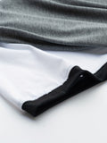kkboxly  Classic Design Color Block Men's Basic Henley Tee With Pocket, Casual Slim Short Sleeve Henley T-Shirt With Button
