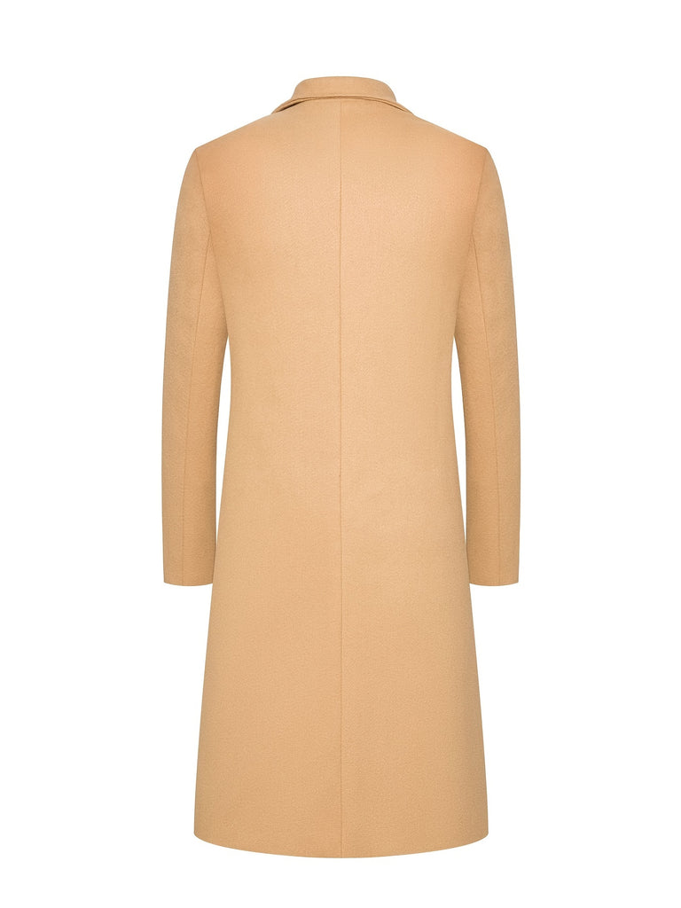 kkboxly Men's Long Woolen Overcoat Jacket: Luxurious Hard Material, Top Seller!