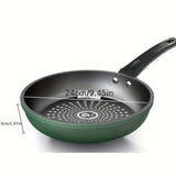 kkboxly 9.5-Inch Premium Non-Stick Cast Iron Skillet with Mirror Satin Finish, Thick Base, and Green Handle - Dishwasher Safe, Compatible with Smooth Surface Non-Induction Stovetops for Cooking Eggs, Steak, Pancakes