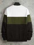 Plus Size Men's Contrast Color Sweatshirt For Spring/autumn, Oversized Trendy Crew Neck Pullover Tops For Males, Men's Clothing