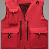 kkboxly  Men's Summer Outdoor Vest: Breathable Mesh, Multi Pockets, Zip Up & Thin Sleeveless Jacket for Fishing, Trekking & Hiking