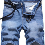 kkboxly  Classic Design Denim Shorts, Men's Casual Street Style Slightly Stretch Denim Shorts For Summer