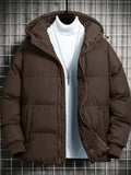 kkboxly  Men's Casual Warm Hooded Coat, Zip Up Puffer Coat Padded Jacket For Fall Winter